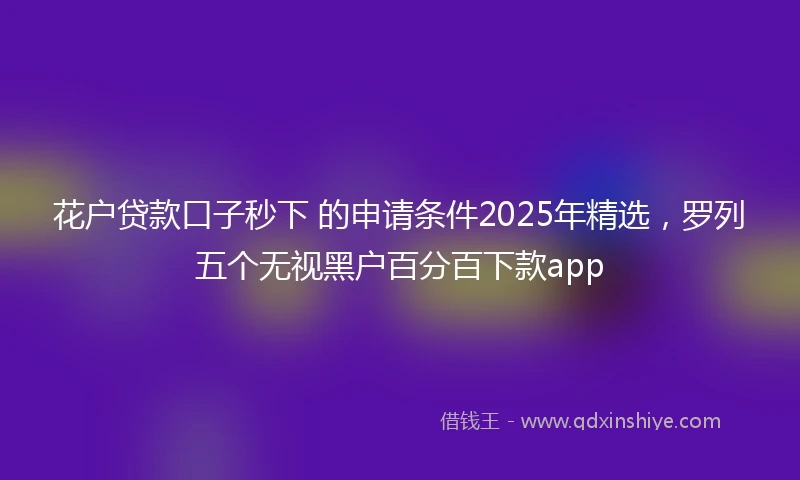 花户贷款口子秒下 的申请条件2025年精选，罗列五个无视黑户百分百下款app