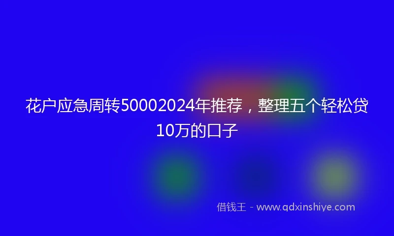 花户应急周转50002024年推荐，整理五个轻松贷10万的口子
