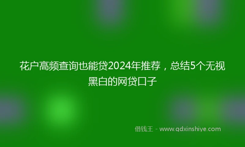 花户高频查询也能贷2024年推荐，总结5个无视黑白的网贷口子