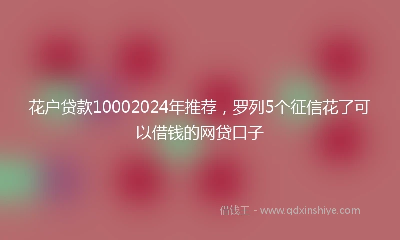 花户贷款10002024年推荐，罗列5个征信花了可以借钱的网贷口子