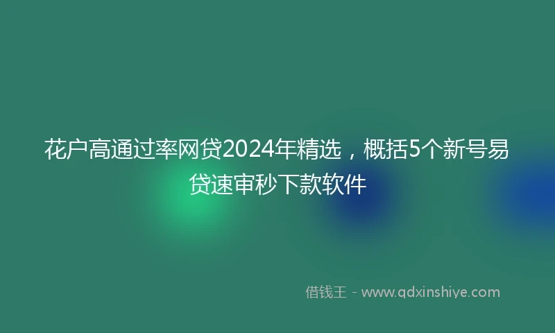 花户高通过率网贷2024年精选，概括5个新号易贷速审秒下款软件