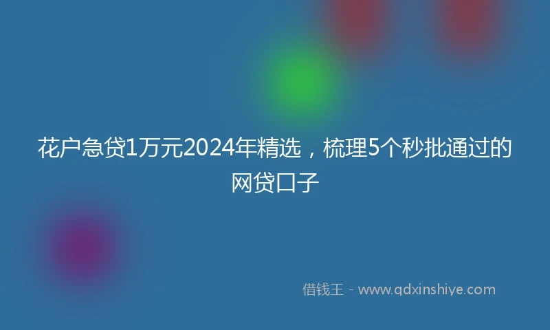 花户急贷1万元2024年精选，梳理5个秒批通过的网贷口子