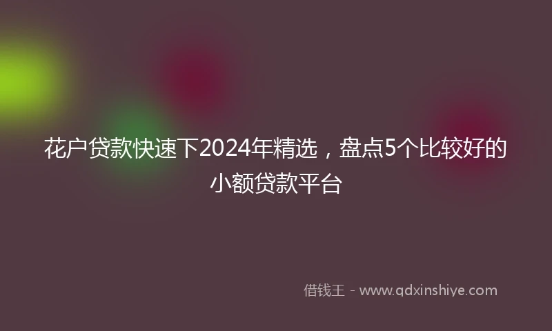 花户贷款快速下2024年精选，盘点5个比较好的小额贷款平台