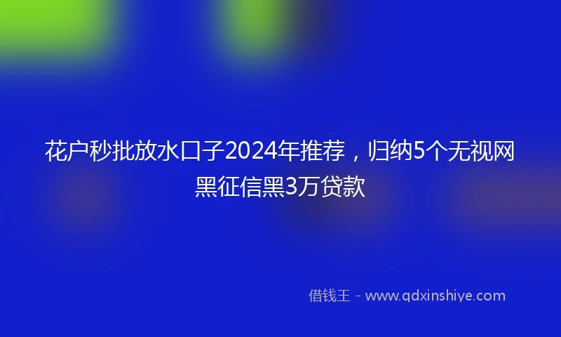 花户秒批放水口子2024年推荐，归纳5个无视网黑征信黑3万贷款