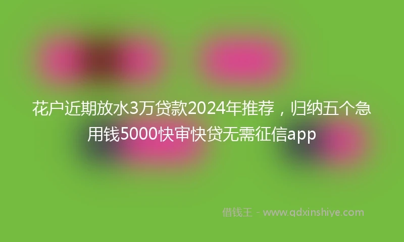 花户近期放水3万贷款2024年推荐，归纳五个急用钱5000快审快贷无需征信app