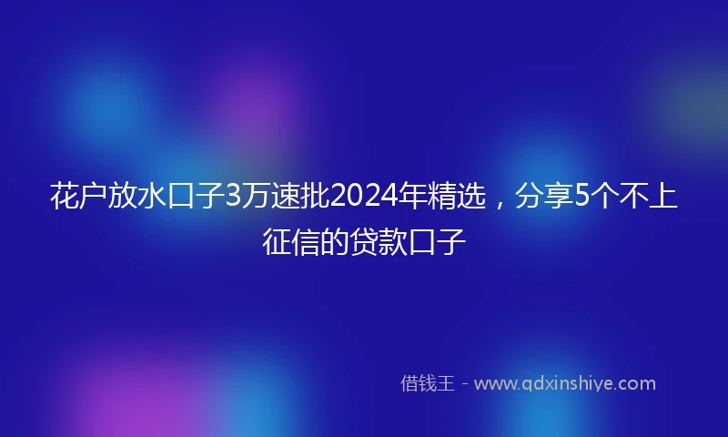 花户放水口子3万速批2024年精选，分享5个不上征信的贷款口子