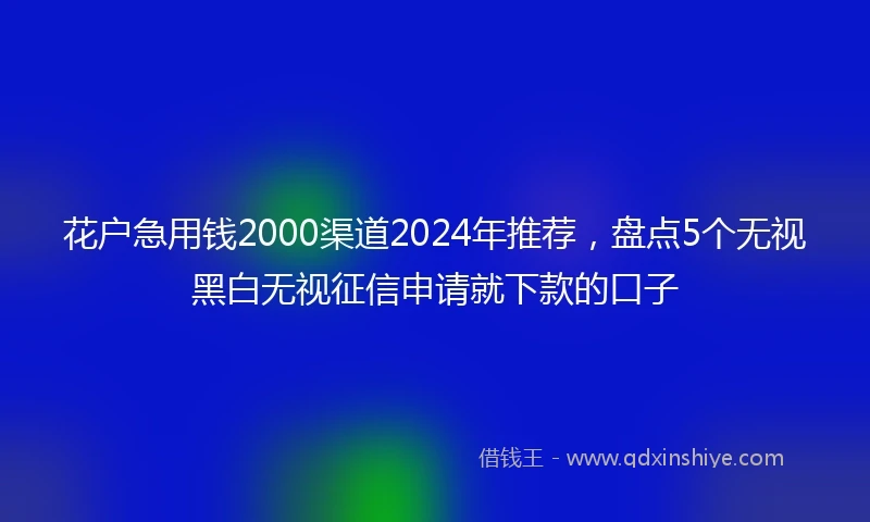 花户急用钱2000渠道2024年推荐，盘点5个无视黑白无视征信申请就下款的口子