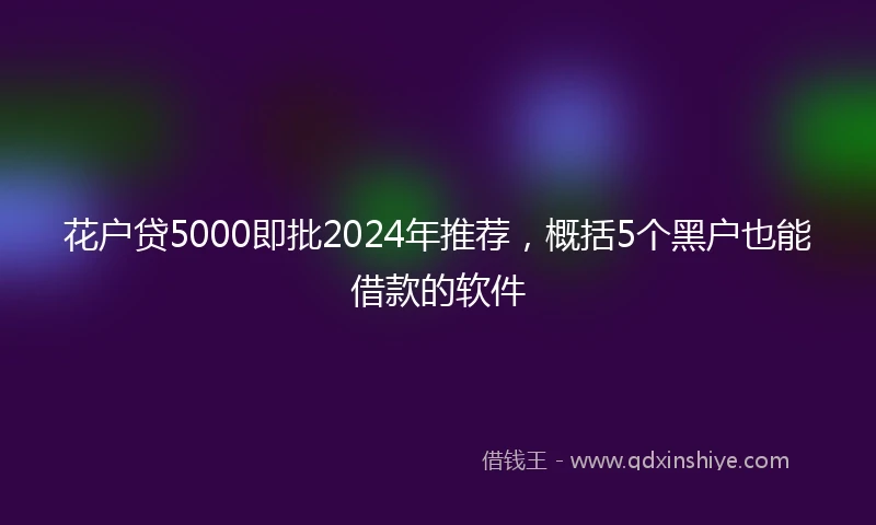 花户贷5000即批2024年推荐，概括5个黑户也能借款的软件