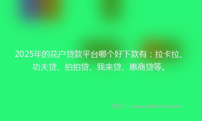 2025年的花户贷款平台哪个好下款有：拉卡拉、功夫贷、拍拍贷、我来贷、惠商贷等。