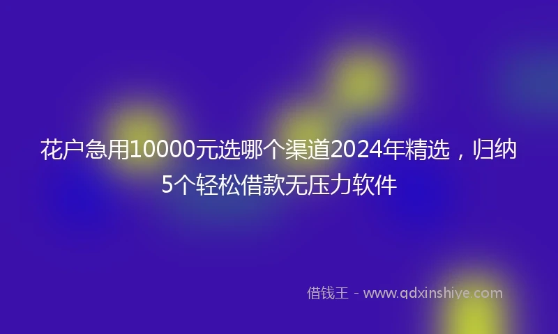 花户急用10000元选哪个渠道2024年精选，归纳5个轻松借款无压力软件