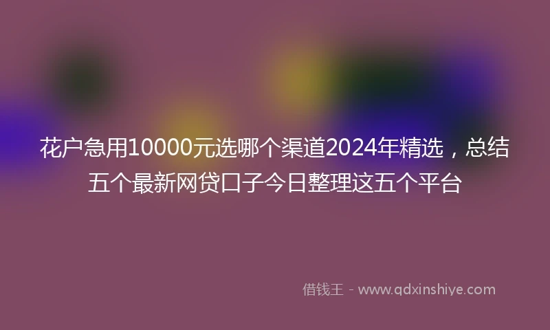 花户急用10000元选哪个渠道2024年精选，总结五个最新网贷口子今日整理这五个平台