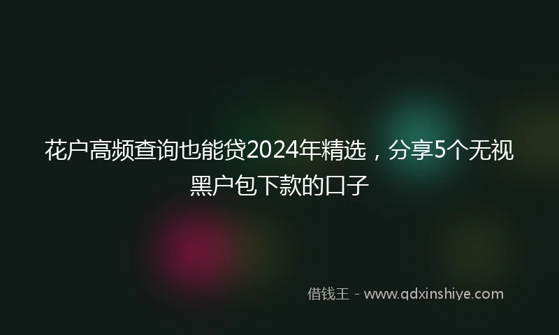 花户高频查询也能贷2024年精选，分享5个无视黑户包下款的口子