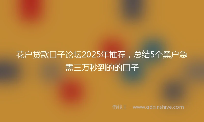 花户贷款口子论坛2025年推荐，总结5个黑户急需三万秒到的的口子