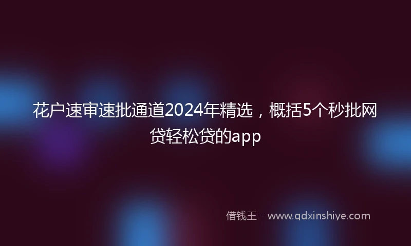 花户速审速批通道2024年精选，概括5个秒批网贷轻松贷的app