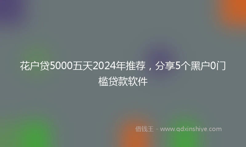 花户贷5000五天2024年推荐，分享5个黑户0门槛贷款软件