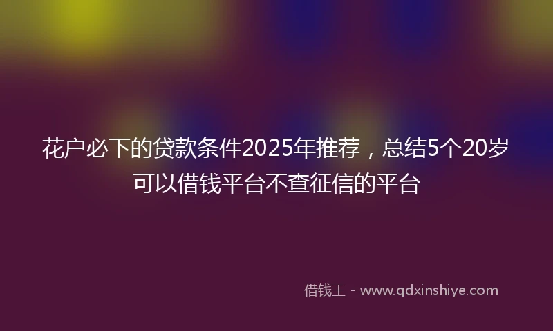 花户必下的贷款条件2025年推荐，总结5个20岁可以借钱平台不查征信的平台