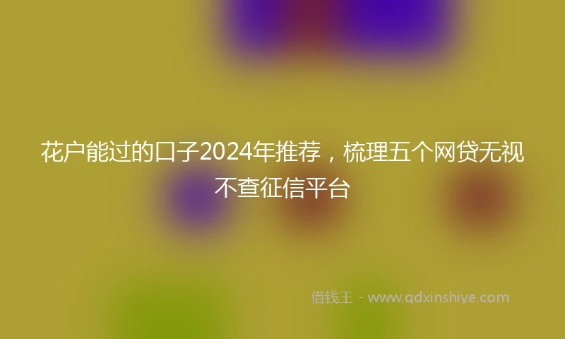 花户能过的口子2024年推荐，梳理五个网贷无视不查征信平台