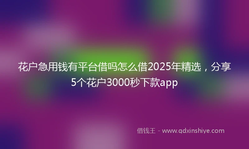 花户急用钱有平台借吗怎么借2025年精选，分享5个花户3000秒下款app