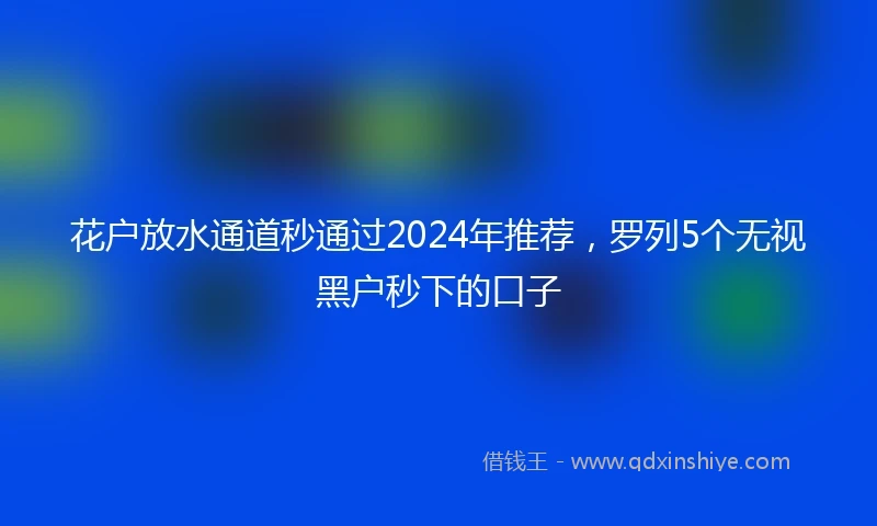 花户放水通道秒通过2024年推荐，罗列5个无视黑户秒下的口子