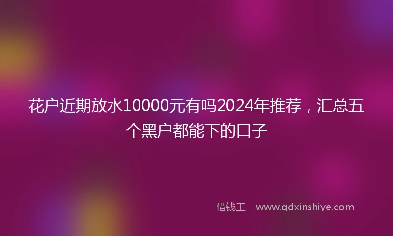 花户近期放水10000元有吗2024年推荐，汇总五个黑户都能下的口子
