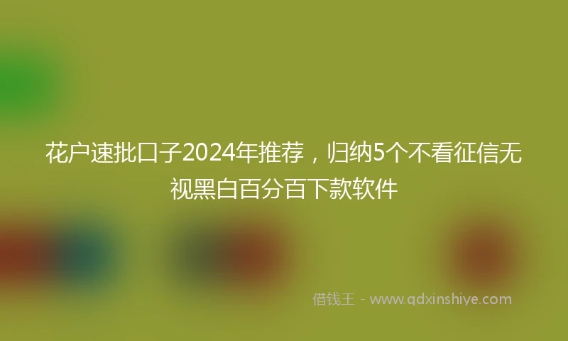 花户速批口子2024年推荐，归纳5个不看征信无视黑白百分百下款软件
