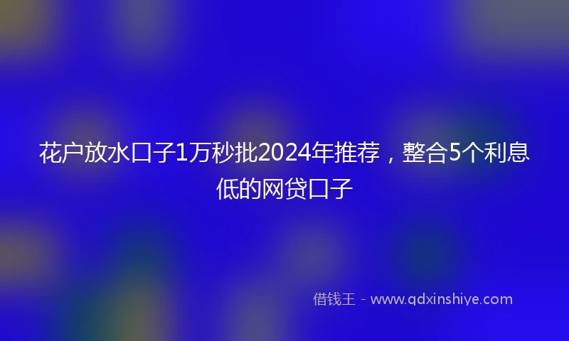 花户放水口子1万秒批2024年推荐，整合5个利息低的网贷口子