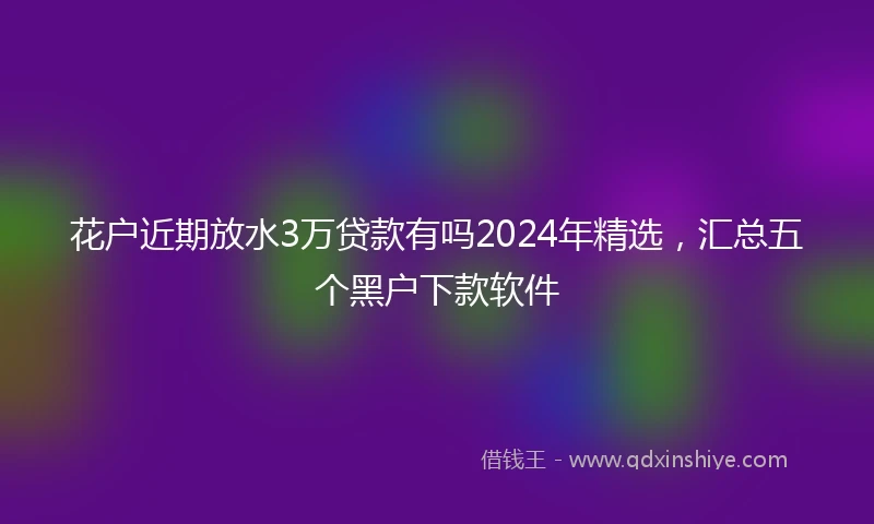 花户近期放水3万贷款有吗2024年精选，汇总五个黑户下款软件