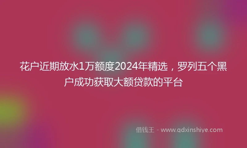 花户近期放水1万额度2024年精选，罗列五个黑户成功获取大额贷款的平台