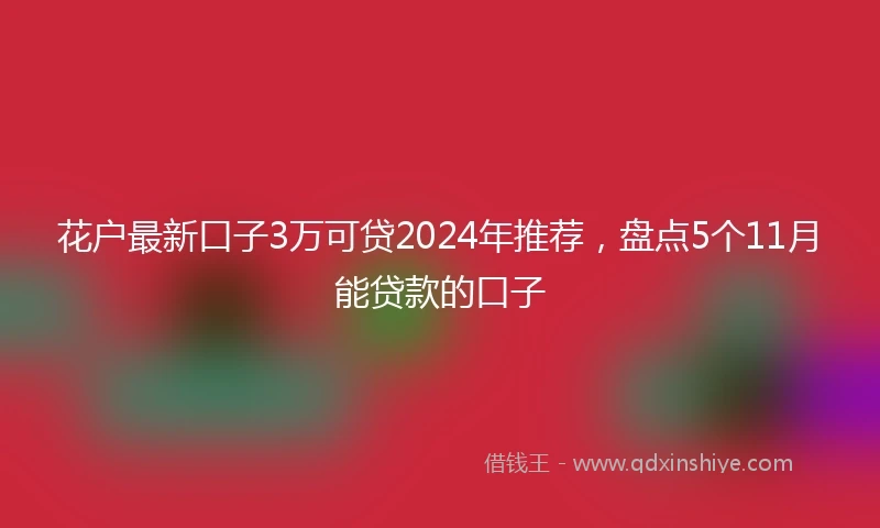 花户最新口子3万可贷2024年推荐，盘点5个11月能贷款的口子