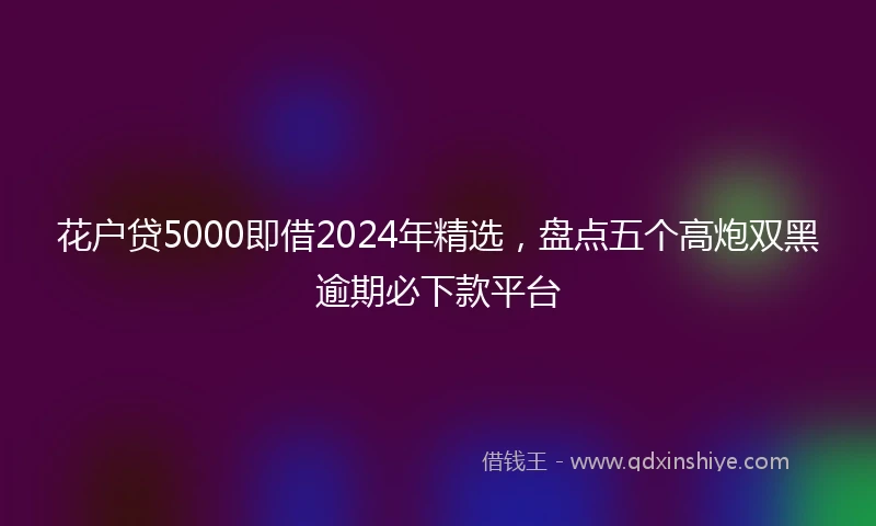花户贷5000即借2024年精选，盘点五个高炮双黑逾期必下款平台
