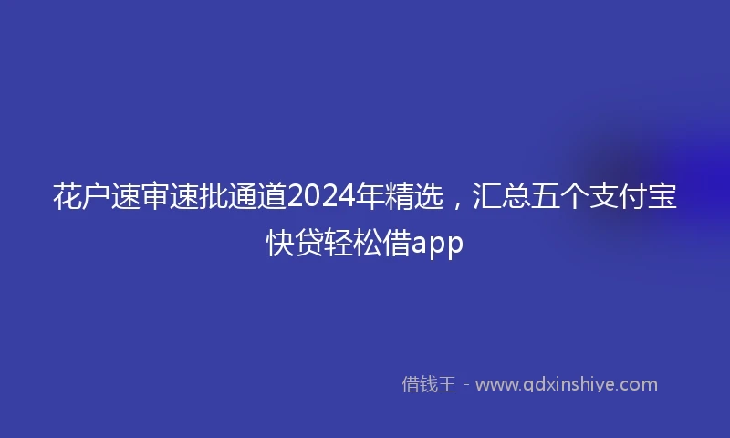 花户速审速批通道2024年精选，汇总五个支付宝快贷轻松借app