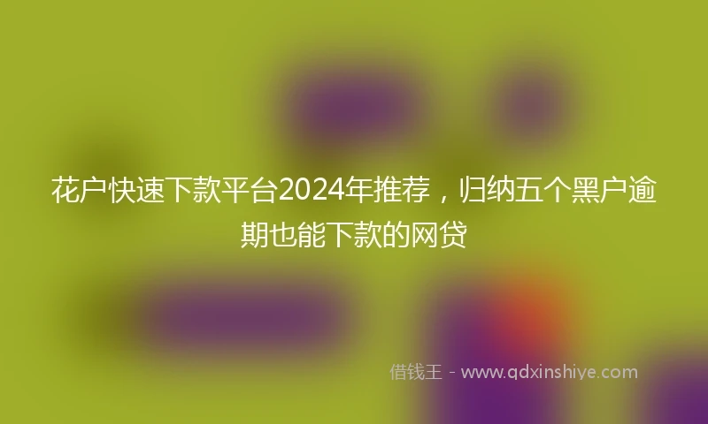 花户快速下款平台2024年推荐，归纳五个黑户逾期也能下款的网贷
