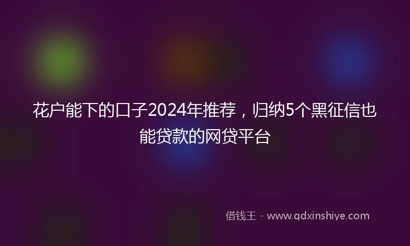 花户能下的口子2024年推荐，归纳5个黑征信也能贷款的网贷平台