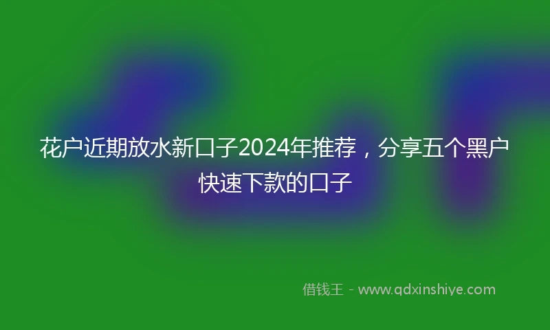 花户近期放水新口子2024年推荐，分享五个黑户快速下款的口子