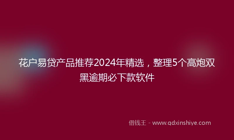 花户易贷产品推荐2024年精选，整理5个高炮双黑逾期必下款软件