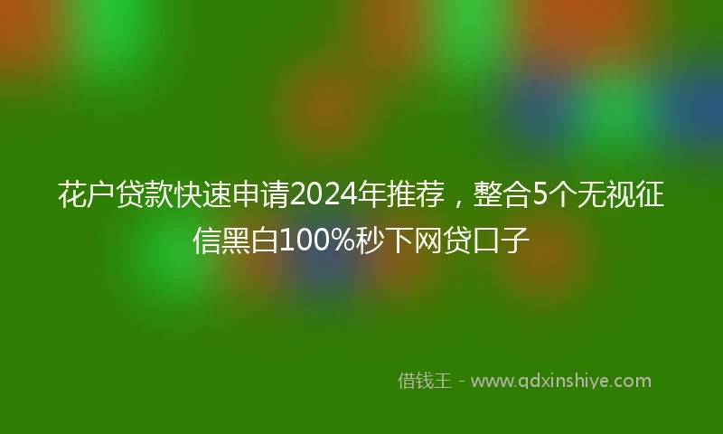 花户贷款快速申请2024年推荐，整合5个无视征信黑白100%秒下网贷口子
