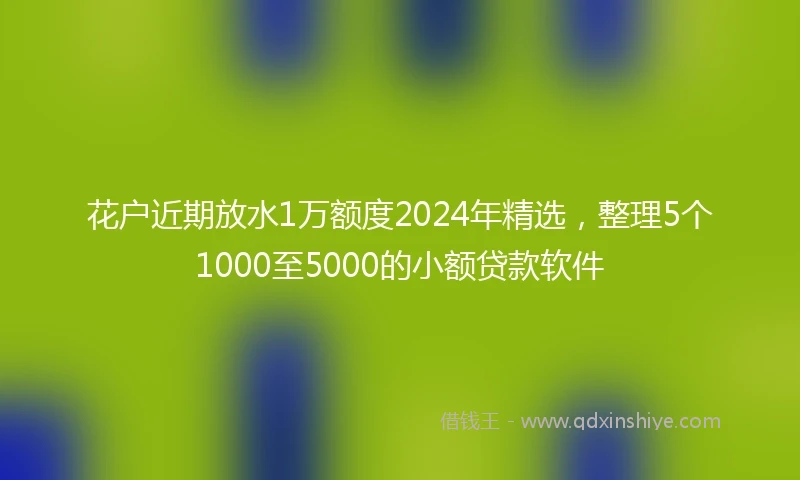 花户近期放水1万额度2024年精选，整理5个1000至5000的小额贷款软件