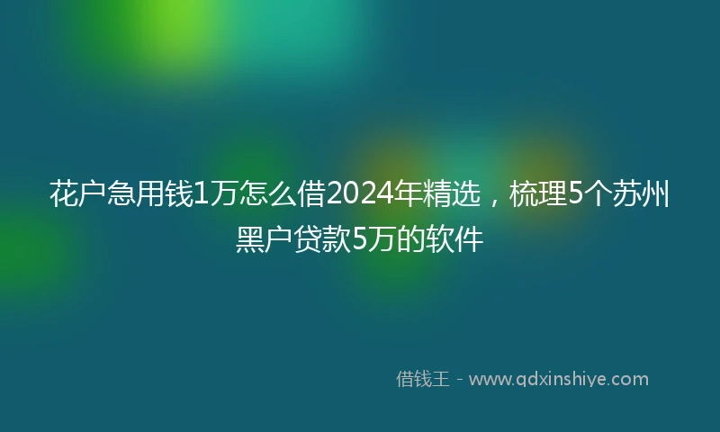 花户急用钱1万怎么借2024年精选，梳理5个苏州黑户贷款5万的软件