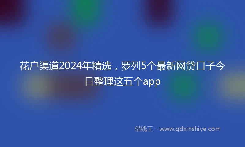 花户渠道2024年精选，罗列5个最新网贷口子今日整理这五个app
