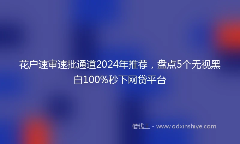 花户速审速批通道2024年推荐，盘点5个无视黑白100%秒下网贷平台