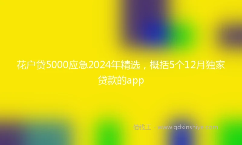 花户贷5000应急2024年精选，概括5个12月独家贷款的app