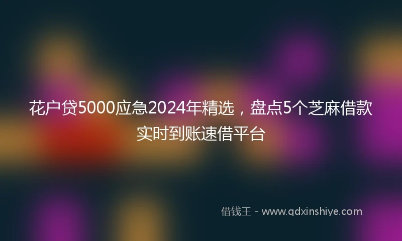 花户贷5000应急2024年精选，盘点5个芝麻借款实时到账速借平台