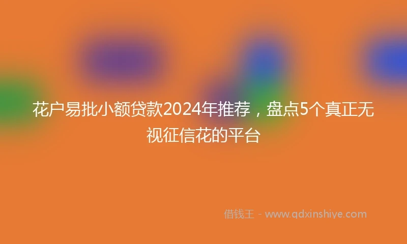 花户易批小额贷款2024年推荐，盘点5个真正无视征信花的平台