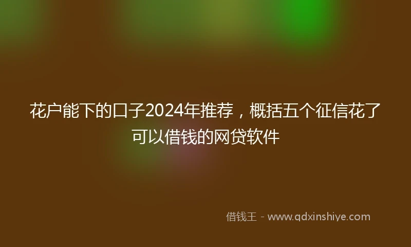 花户能下的口子2024年推荐，概括五个征信花了可以借钱的网贷软件