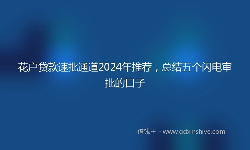 花户贷款速批通道2024年推荐，总结五个闪电审批的口子