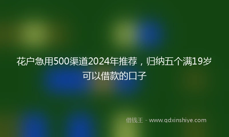 花户急用500渠道2024年推荐，归纳五个满19岁可以借款的口子