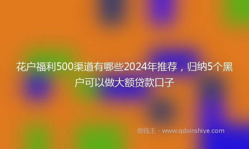 花户福利500渠道有哪些2024年推荐，归纳5个黑户可以做大额贷款口子