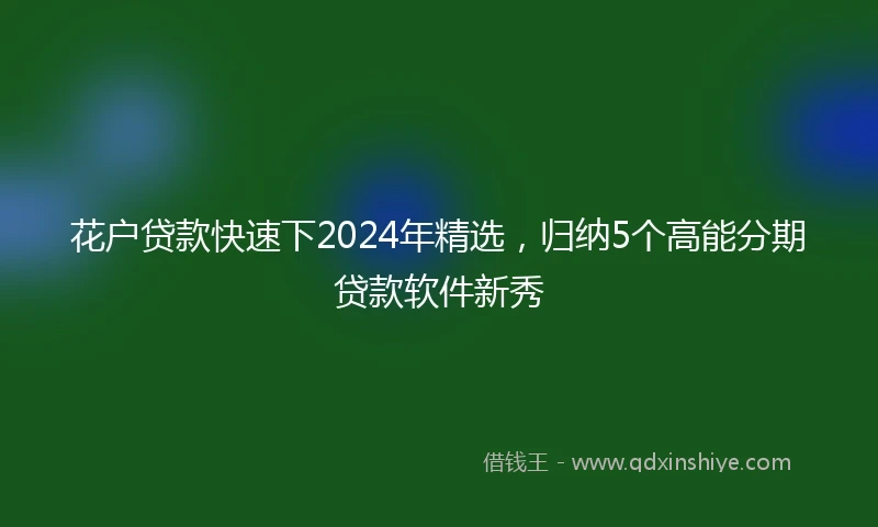 花户贷款快速下2024年精选，归纳5个高能分期贷款软件新秀