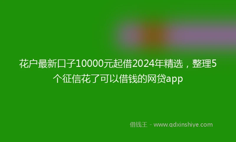 花户最新口子10000元起借2024年精选，整理5个征信花了可以借钱的网贷app