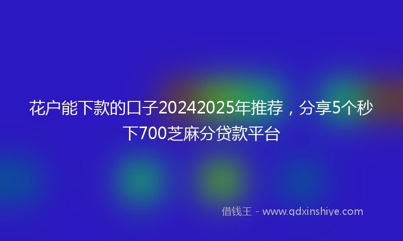 花户能下款的口子20242025年推荐，分享5个秒下700芝麻分贷款平台